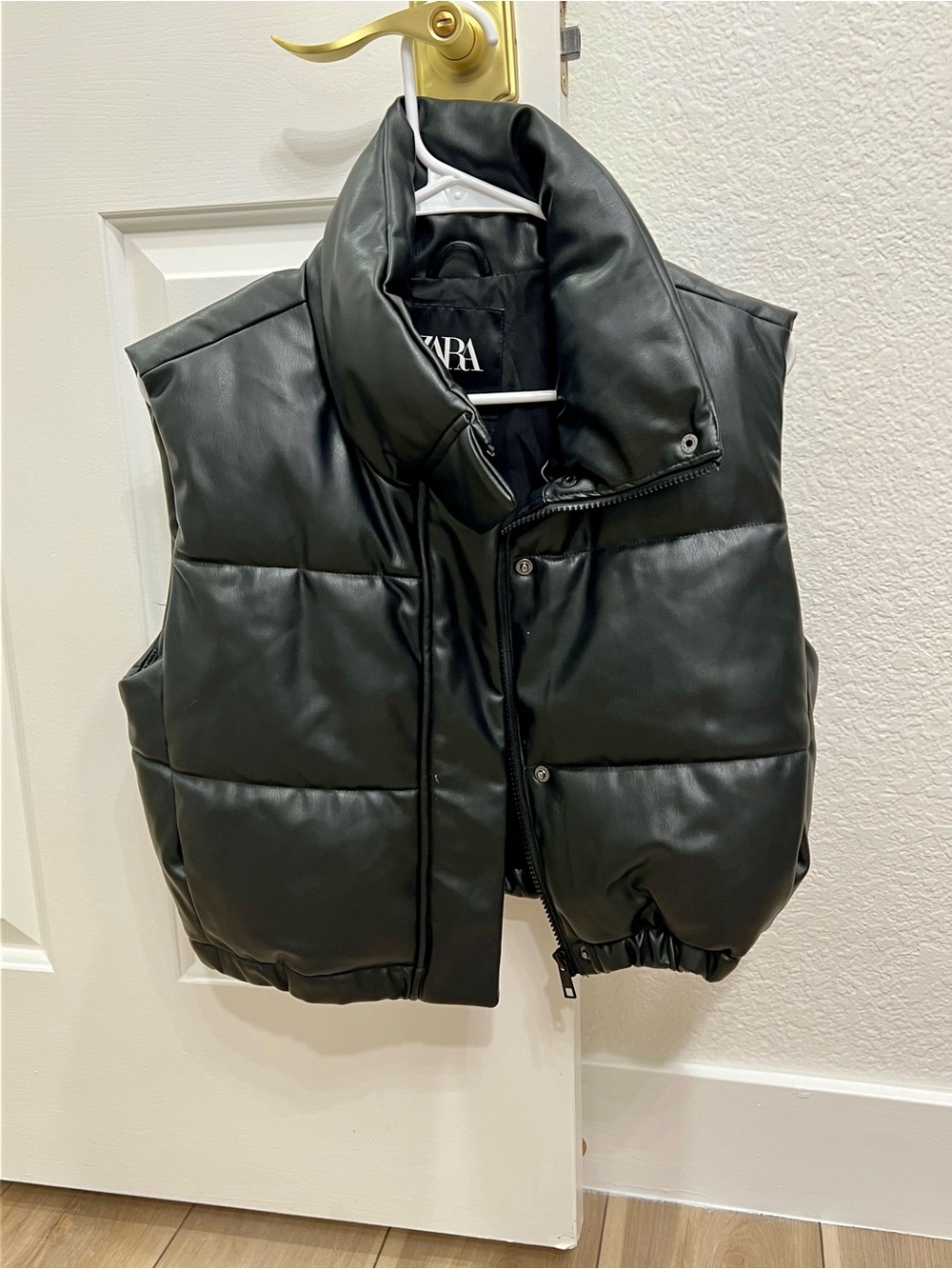ZARA Black Faux Leather Jacket with Quilted Lining